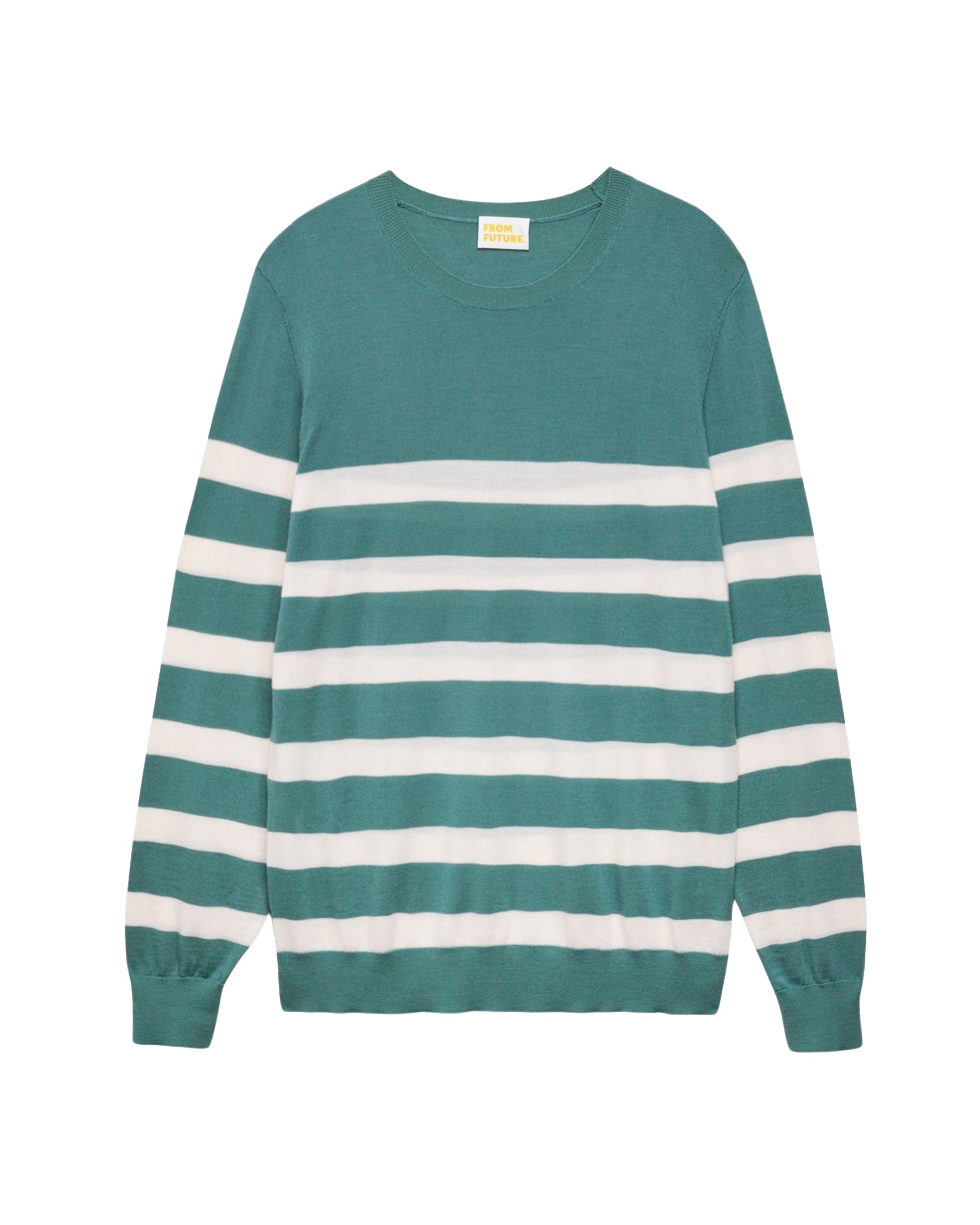 Pull à rayures en laine mérinos - Washed Green