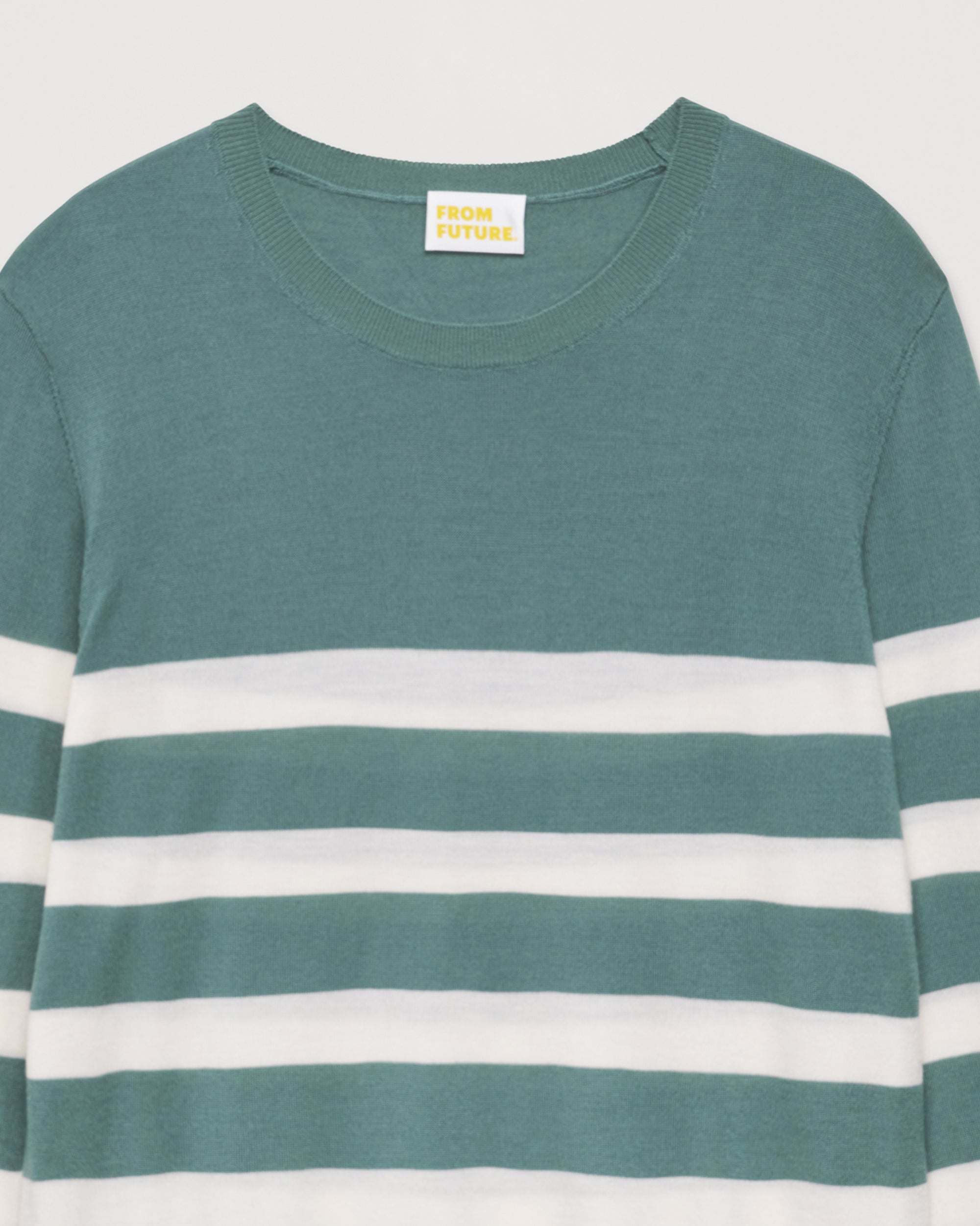 Pull à rayures en laine mérinos - Washed Green