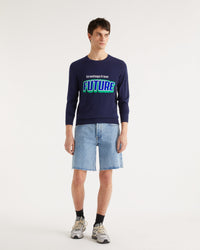 Pull Greetings from future en laine mérinos - Navy