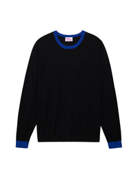 Pull à col contrasté en laine mérinos - Black