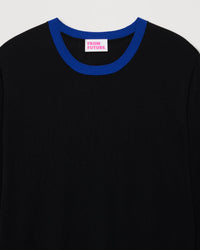 Pull à col contrasté en laine mérinos - Black