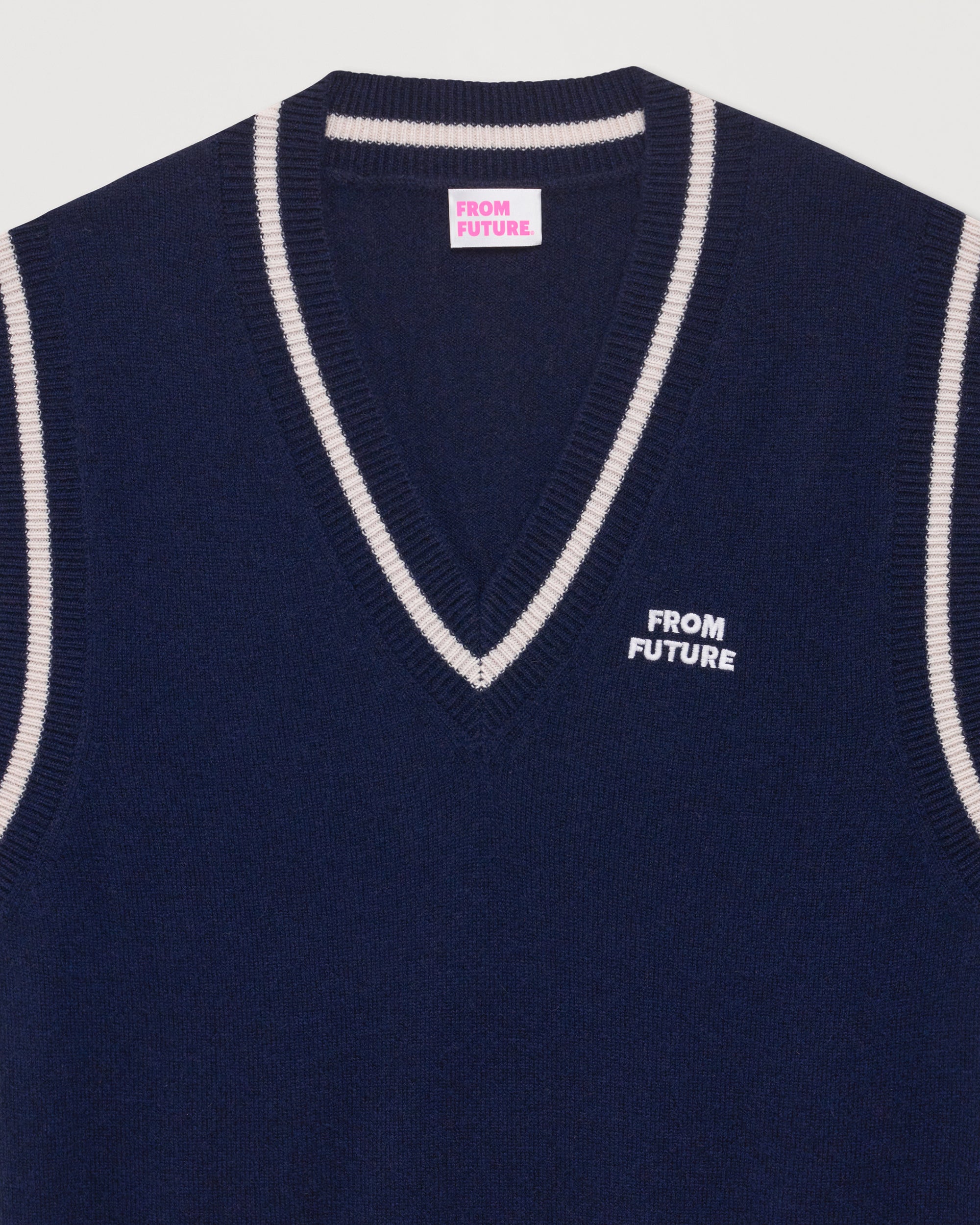 Pull sans manches à col V en cachemire - Navy