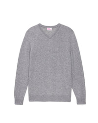 Pull classique Light à col V en cachemire - Dark Heather Gray