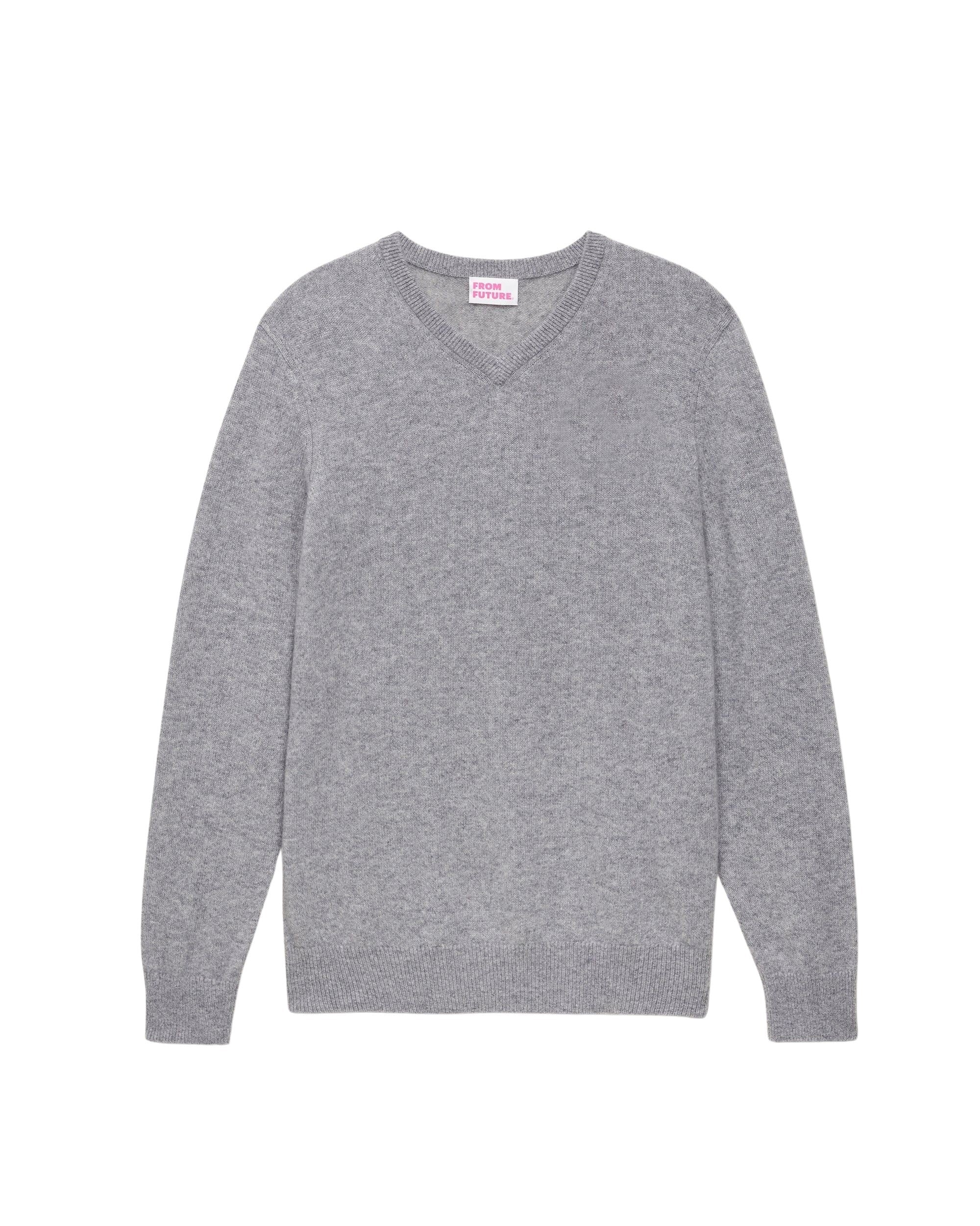Pull classique Light à col V en cachemire - Dark Heather Gray