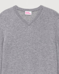 Pull classique Light à col V en cachemire - Dark Heather Gray