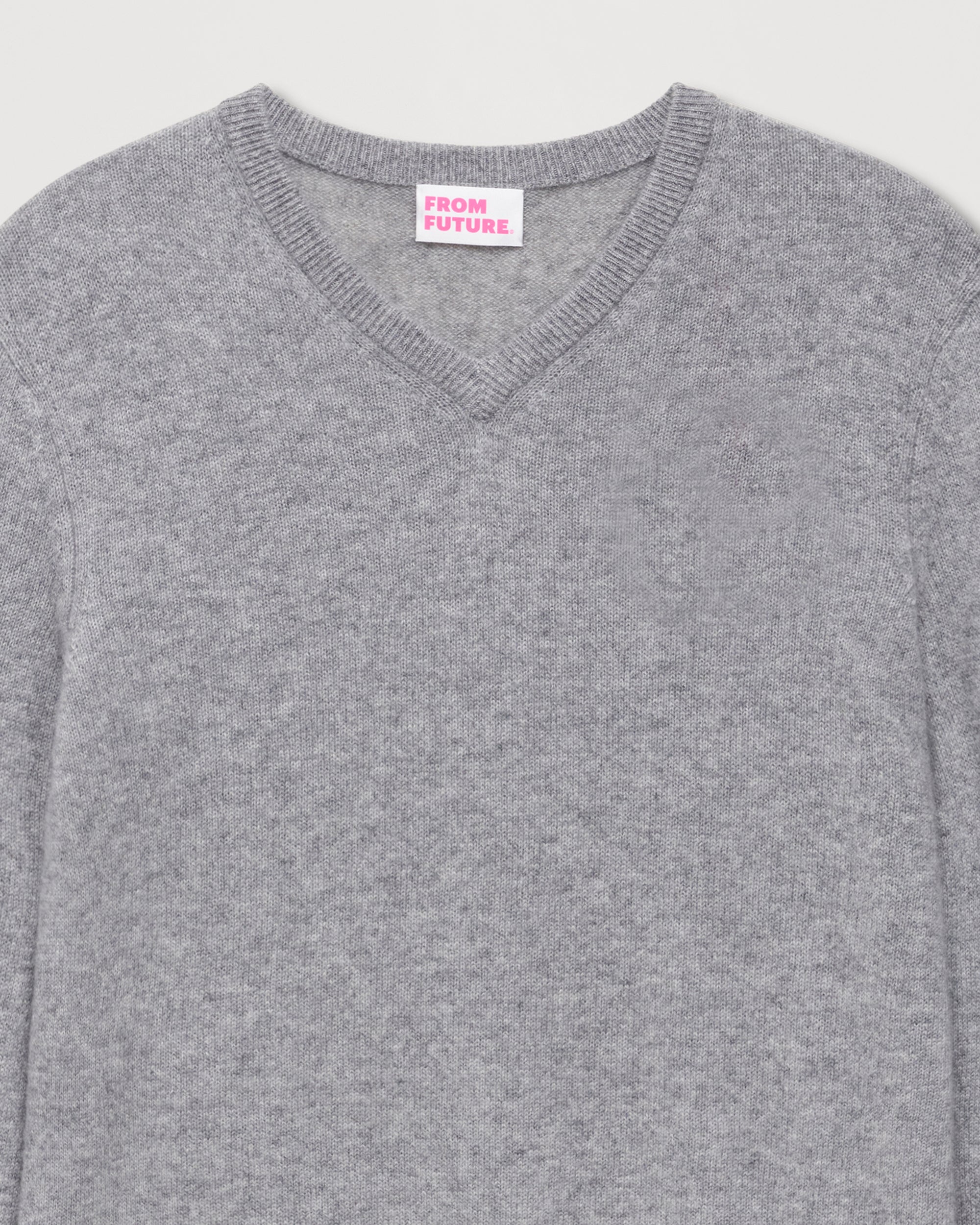 Pull classique Light à col V en cachemire - Dark Heather Gray