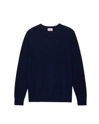 Pull classique Light à col V en cachemire - Navy