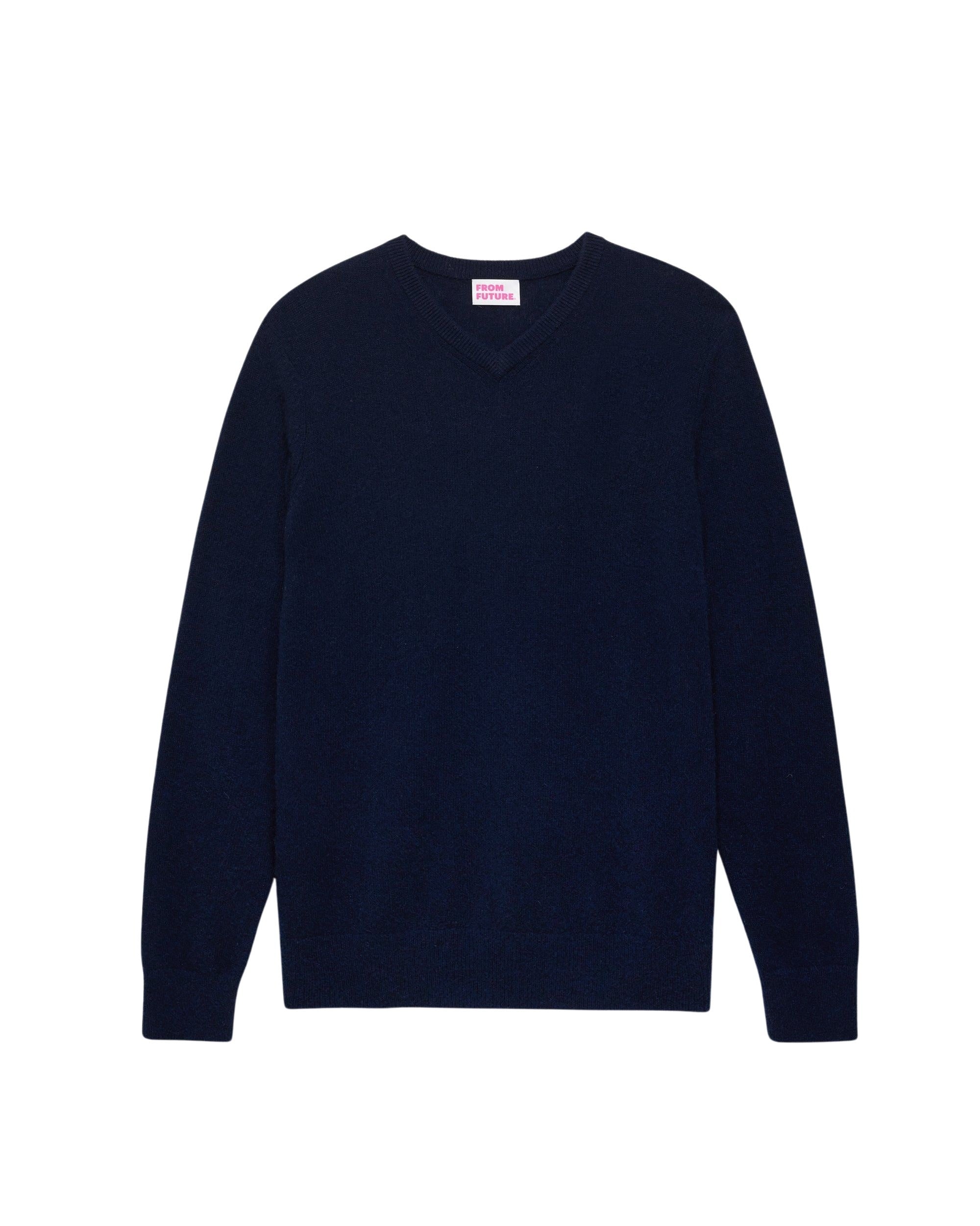 Pull classique Light à col V en cachemire - Navy