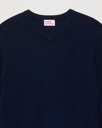 Pull classique Light à col V en cachemire - Navy