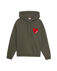 Hoodie à broderie cœur - Khaki