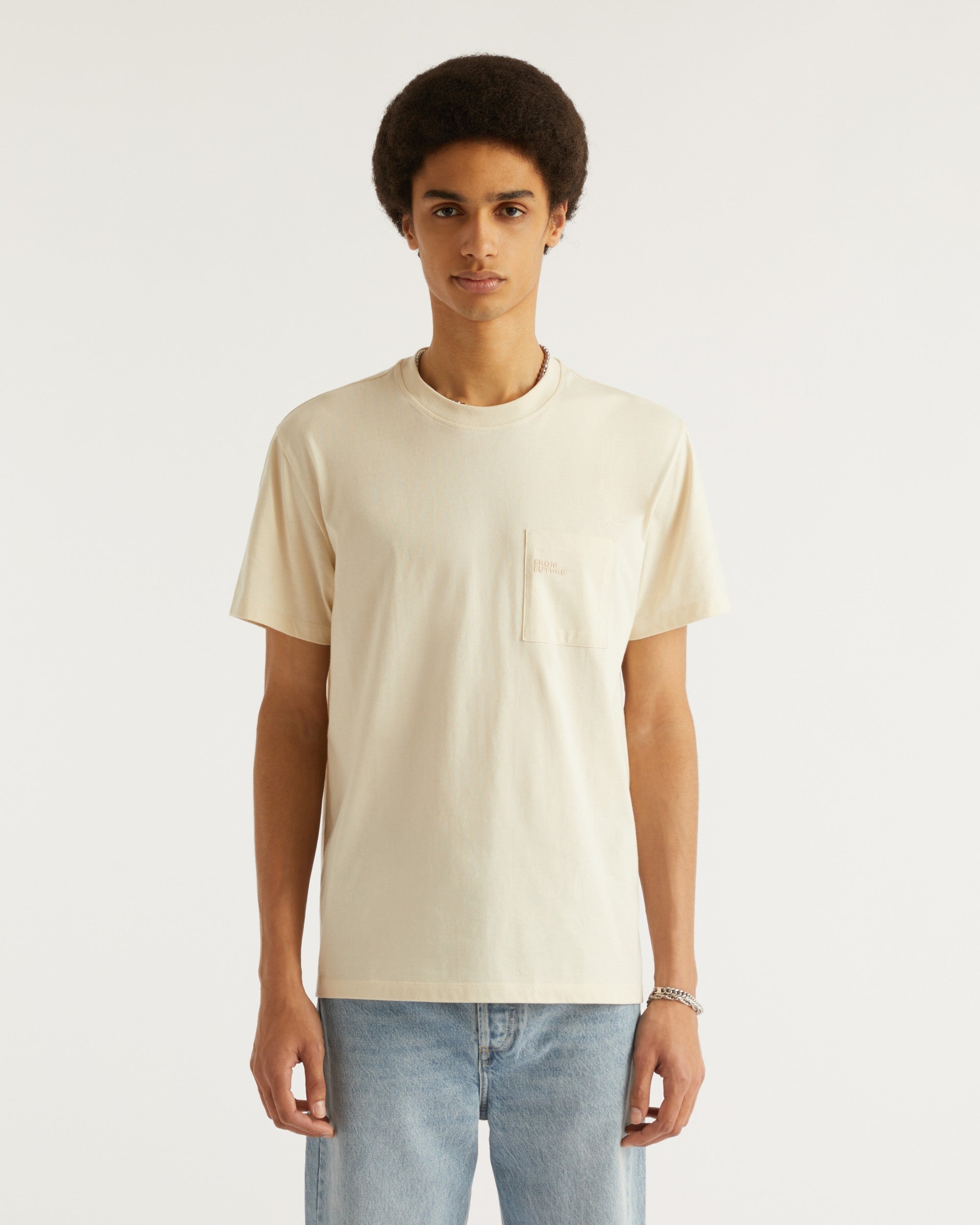 T-shirt à col rond et poche - Desert Sand