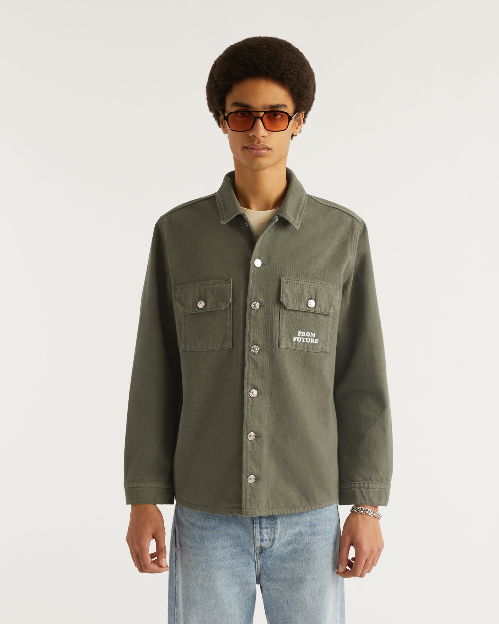 Surchemise à broderie From Future - Khaki