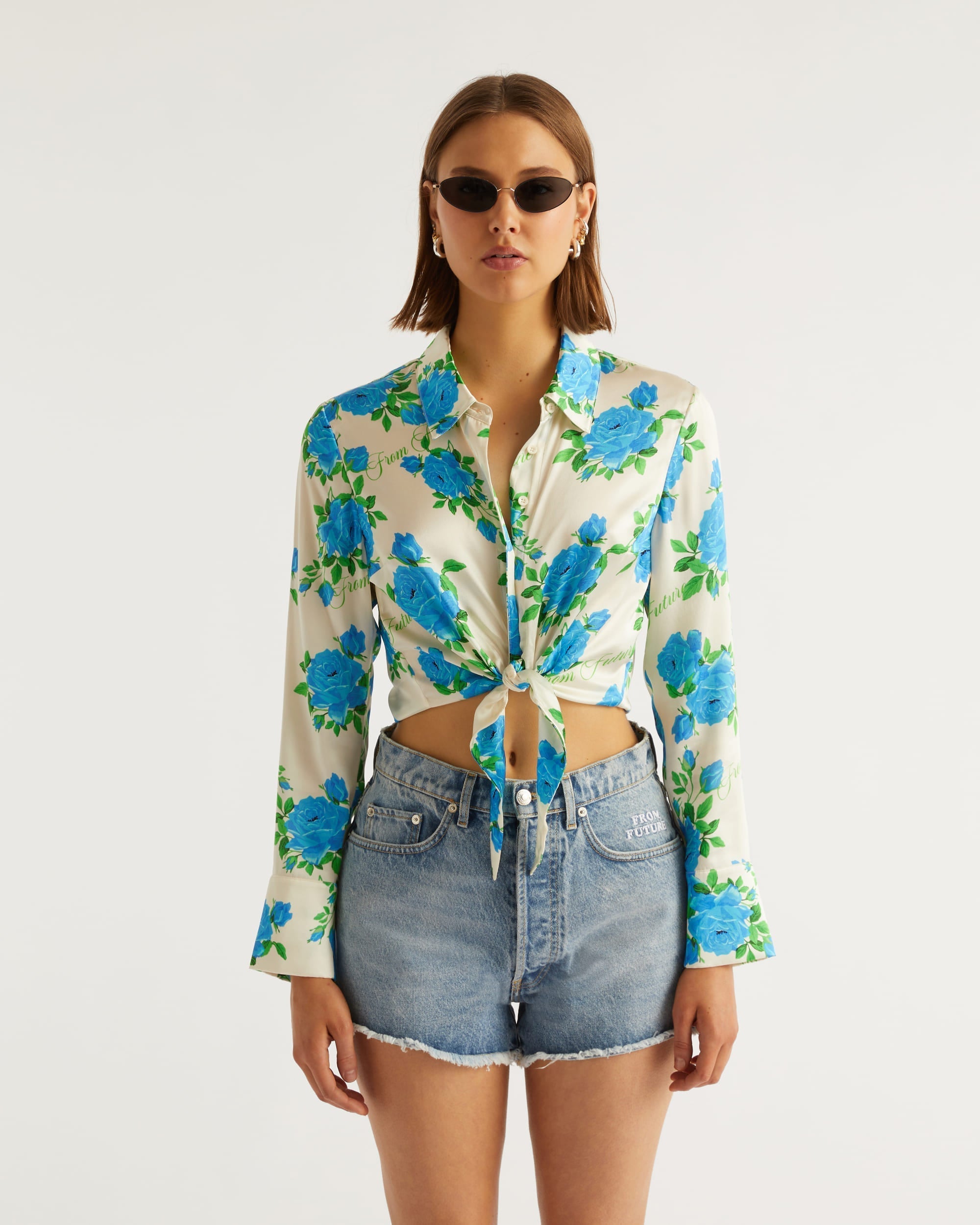 Chemise à manches longues Emma en soie - Big Roses
