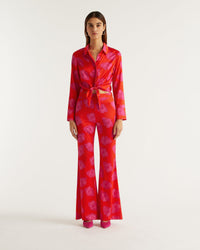 Chemise à manches longues Emma en soie - Red Poppy