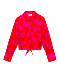 Chemise à manches longues Emma en soie - Red Poppy