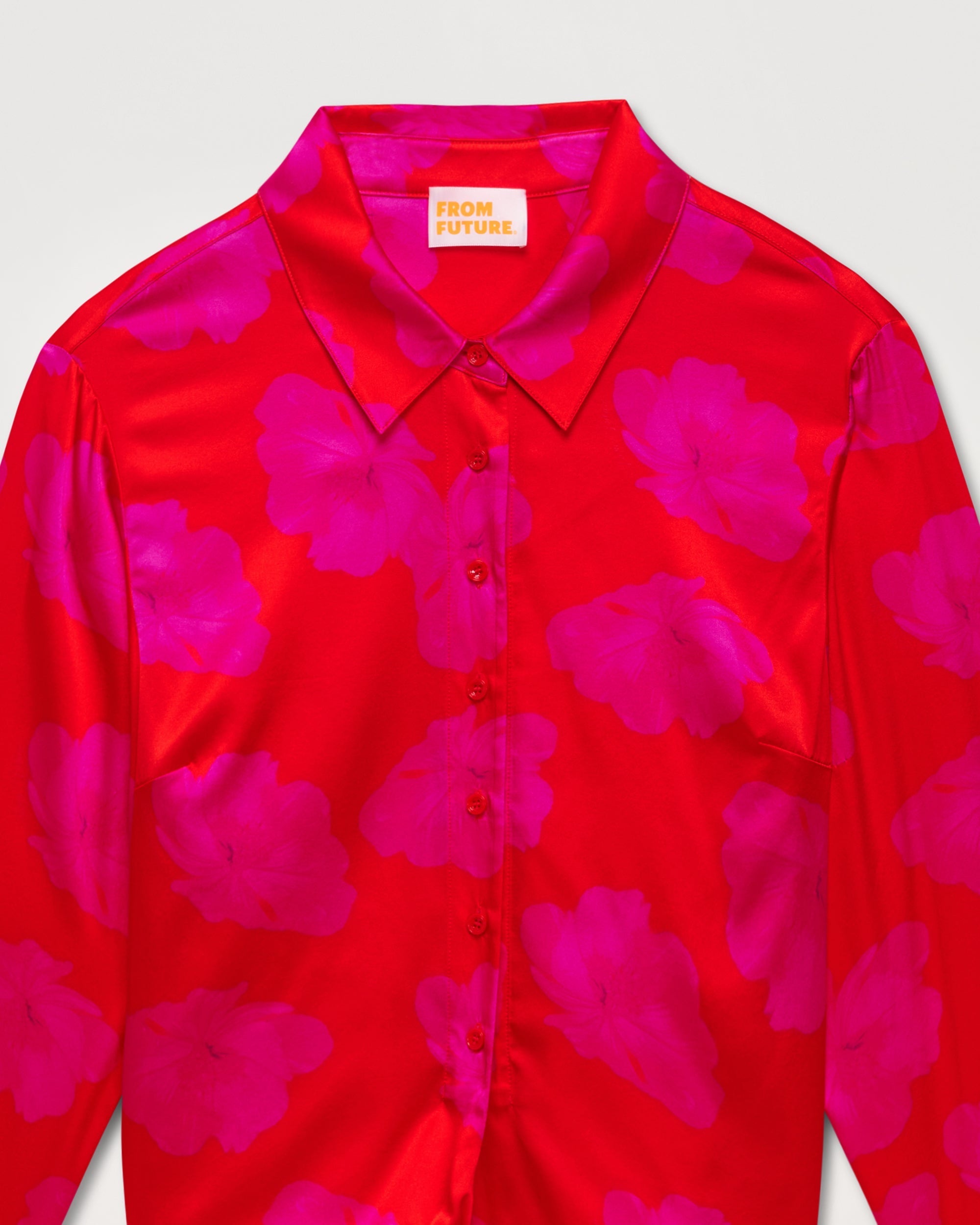 Chemise à manches longues Emma en soie - Red Poppy