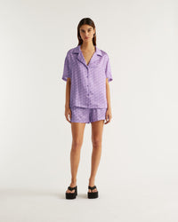 Chemise à manches courtes Lya en soie - Purple Signature