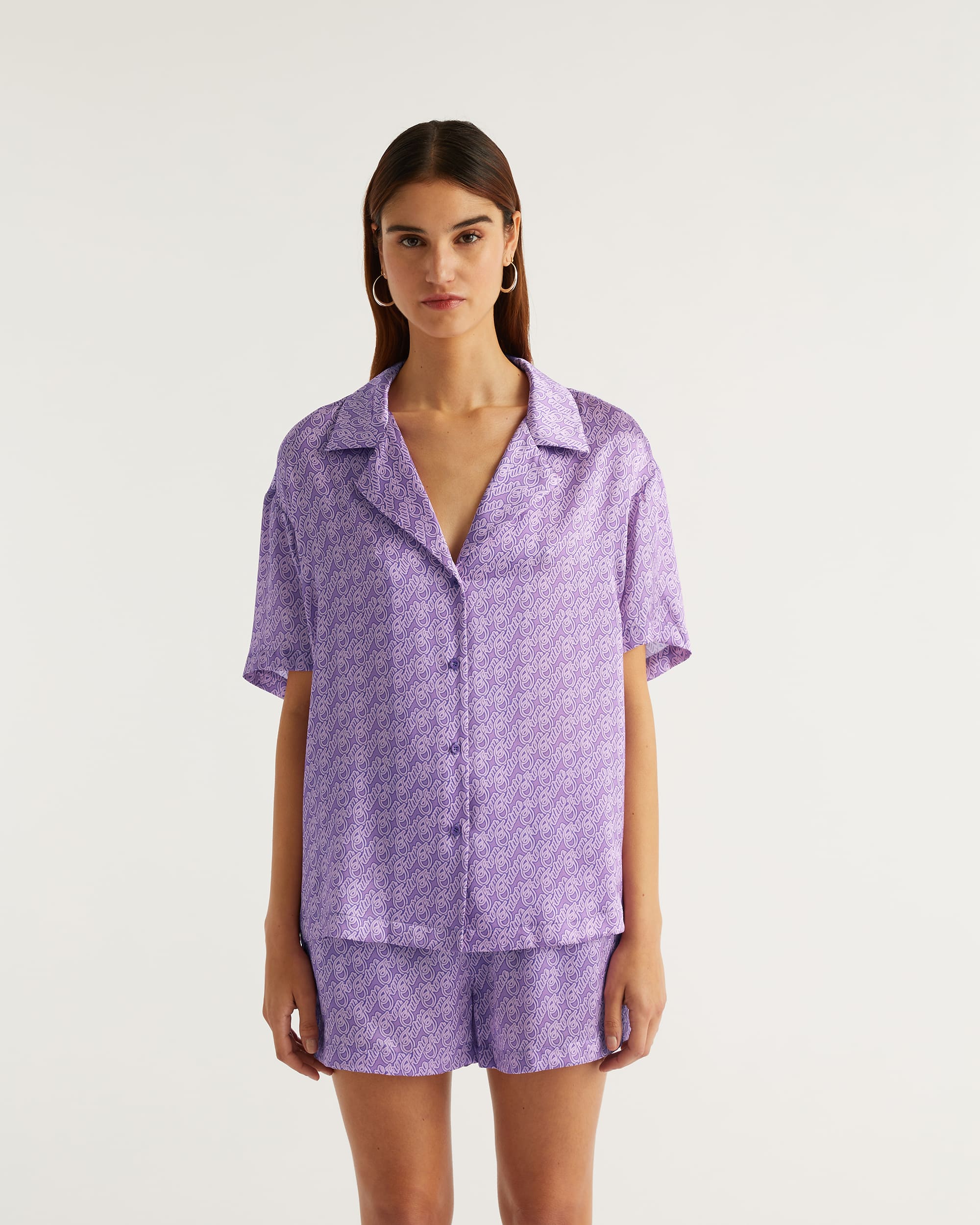 Chemise à manches courtes Lya en soie - Purple Signature