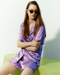 Chemise à manches courtes Lya en soie - Purple Signature