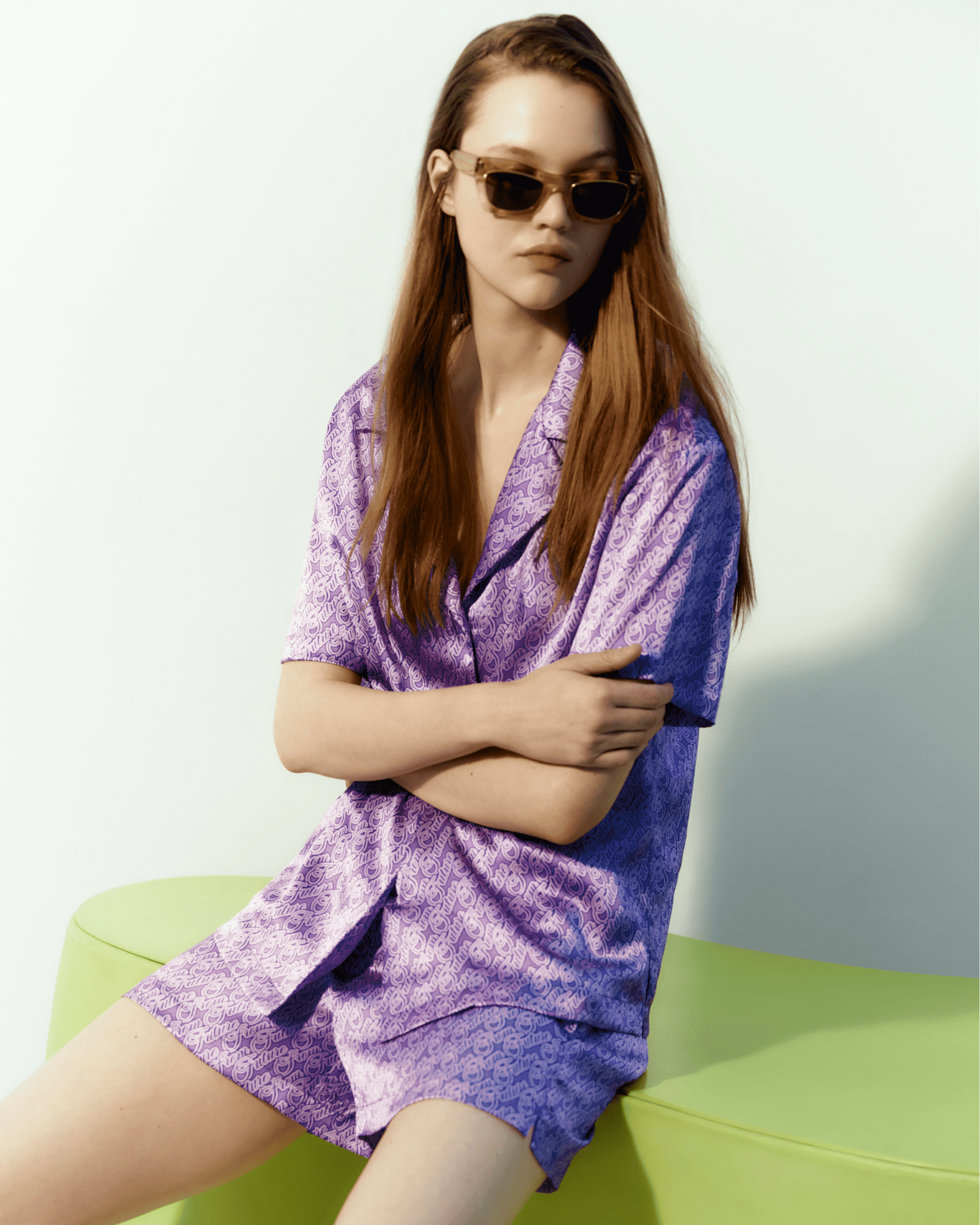 Chemise à manches courtes Lya en soie - Purple Signature