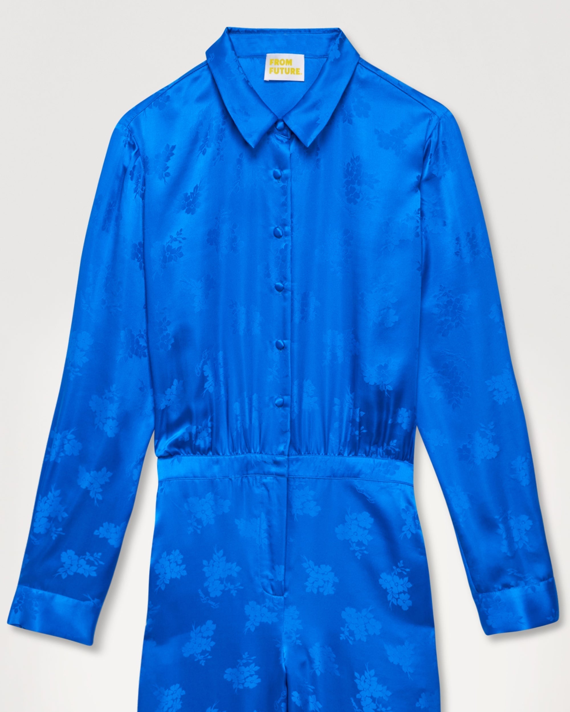Combi-pantalon à motif fleuri en soie - Blue Jacquard
