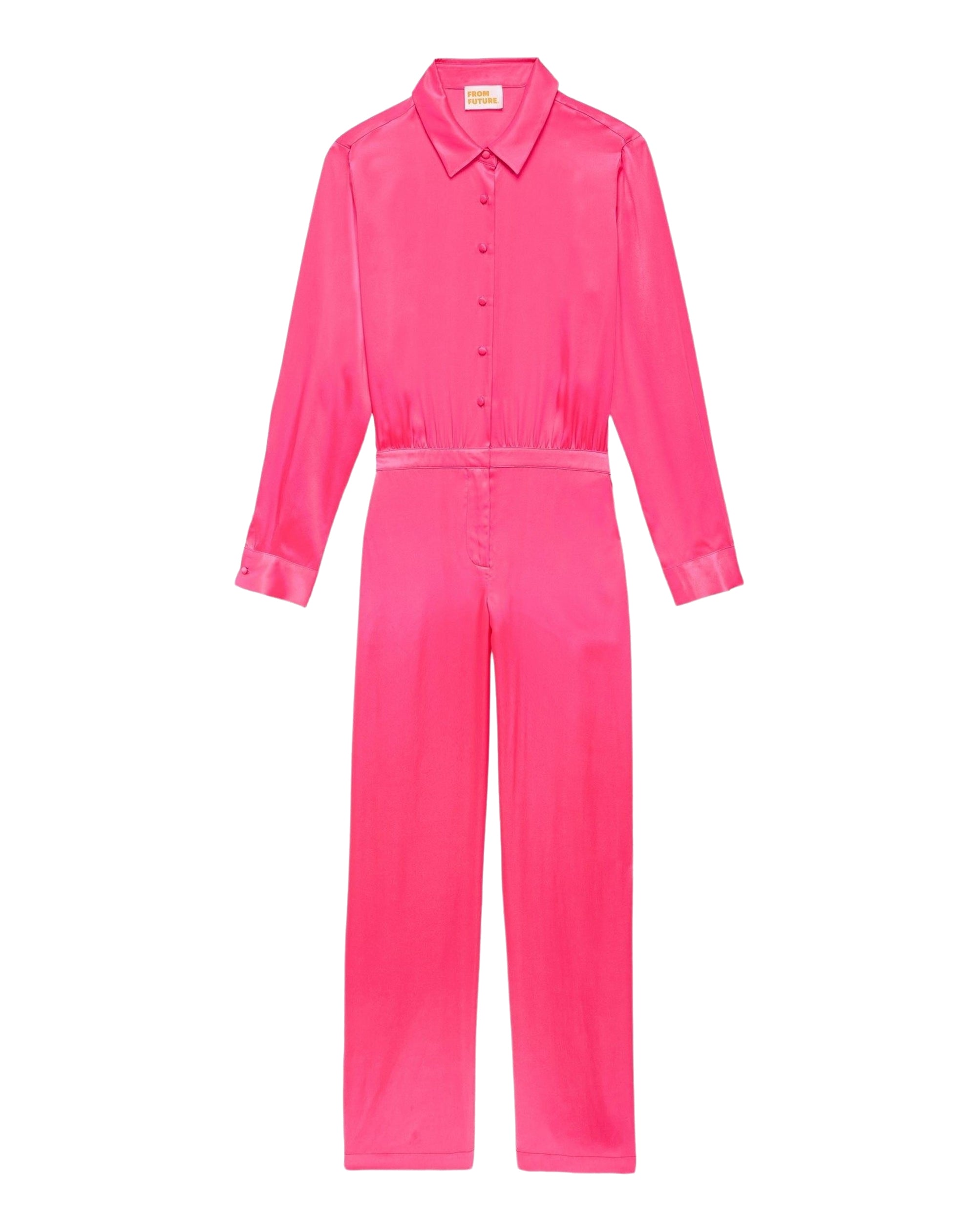 Combi-pantalon à motif fleuri en soie - Neon Pink