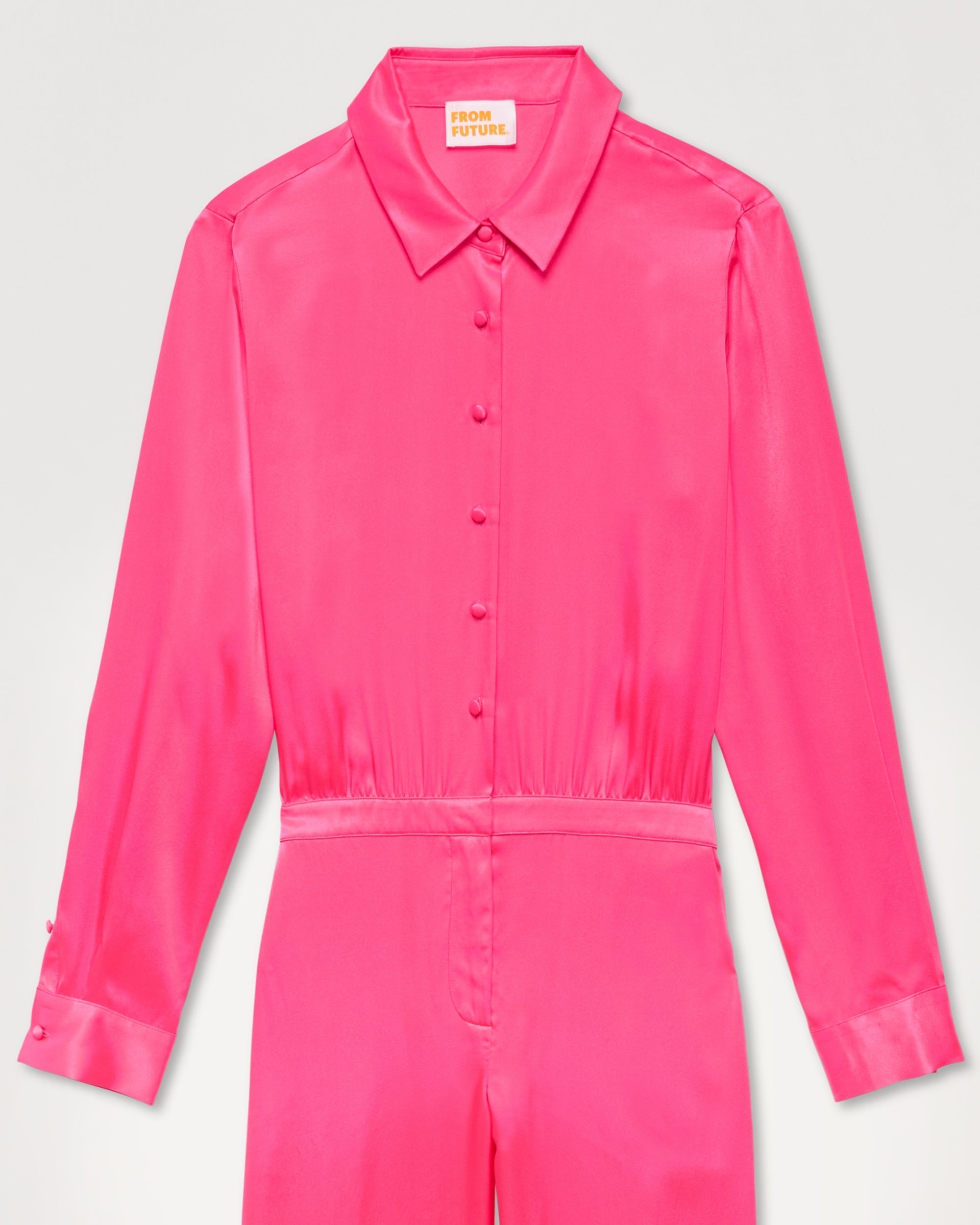 Combi-pantalon à motif fleuri en soie - Neon Pink