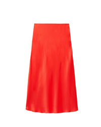 Jupe mi longue Carmen en soie - Neon Orange