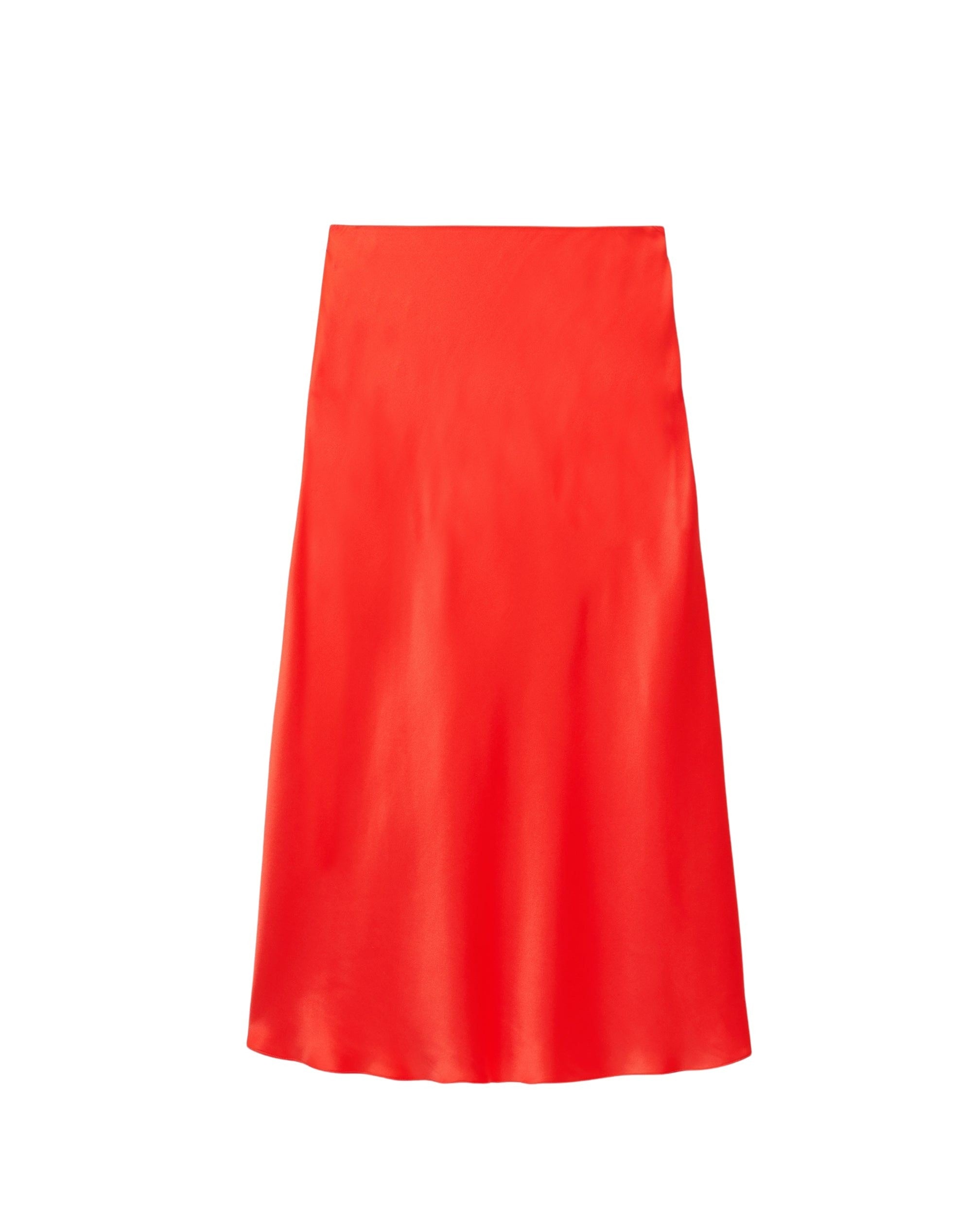 Jupe mi longue Carmen en soie - Neon Orange
