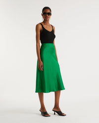 Jupe mi longue Carmen en soie - Green