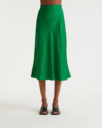 Jupe mi longue Carmen en soie - Green