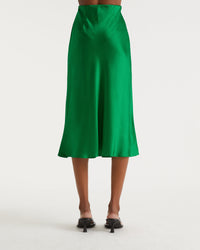 Jupe mi longue Carmen en soie - Green