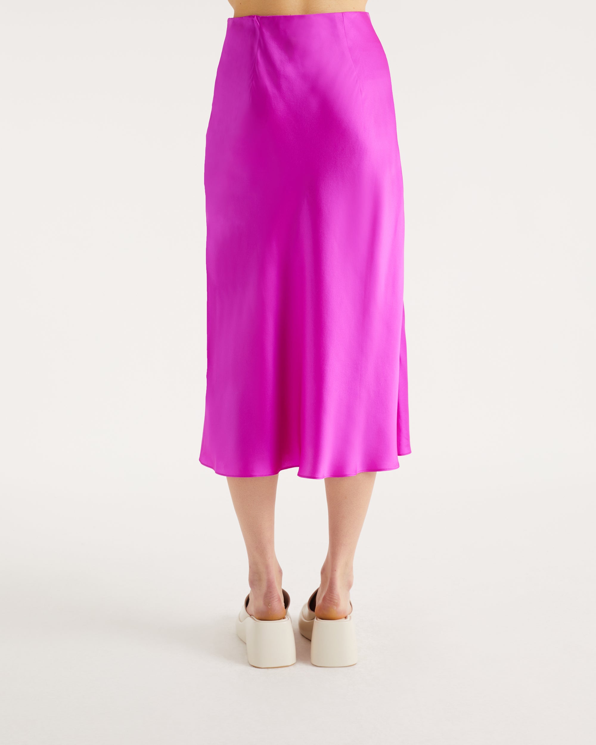 Jupe mi longue Carmen en soie - Neon Purple