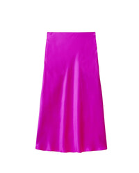 Jupe mi longue Carmen en soie - Neon Purple