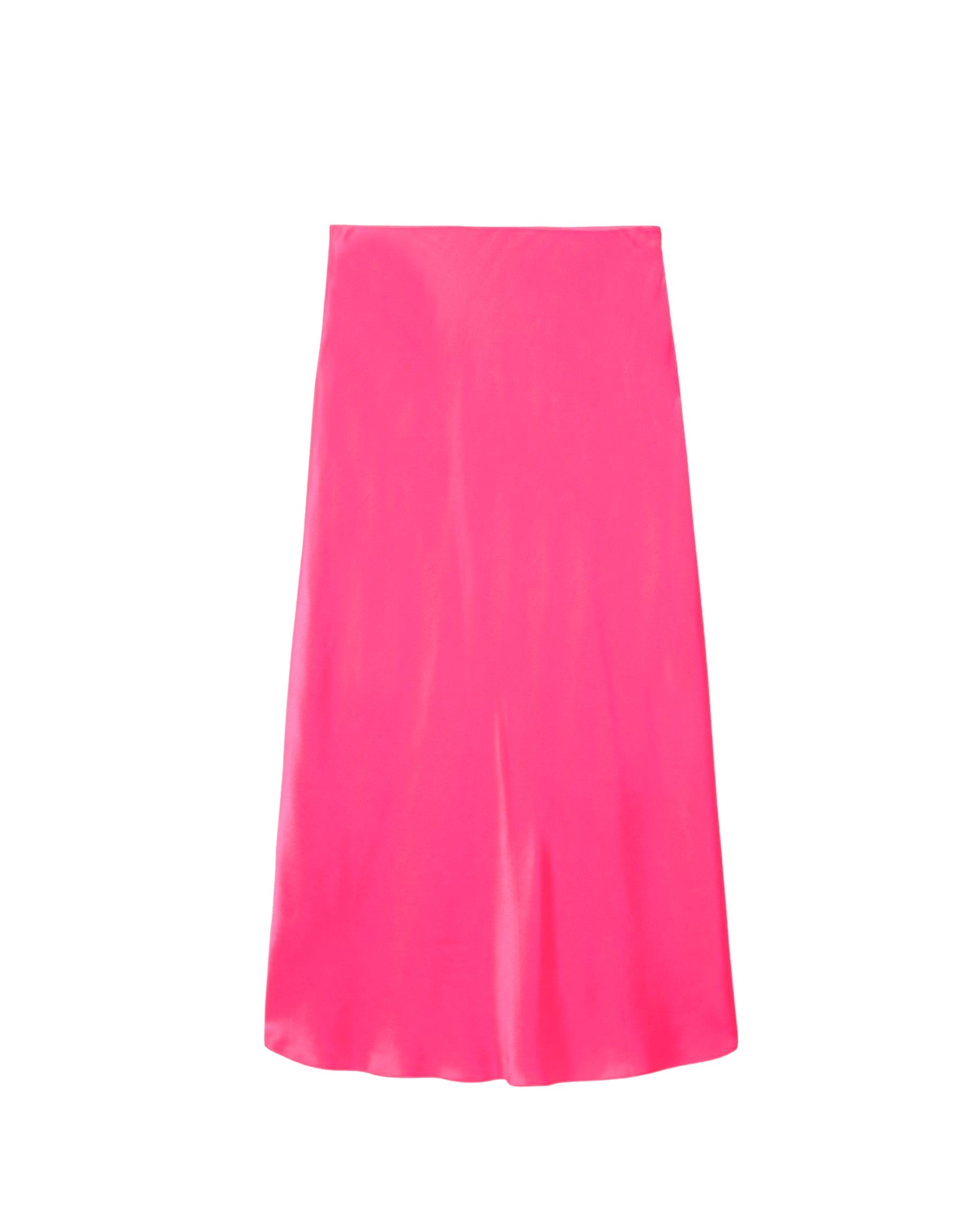 Jupe mi longue Gina en soie - Neon Pink