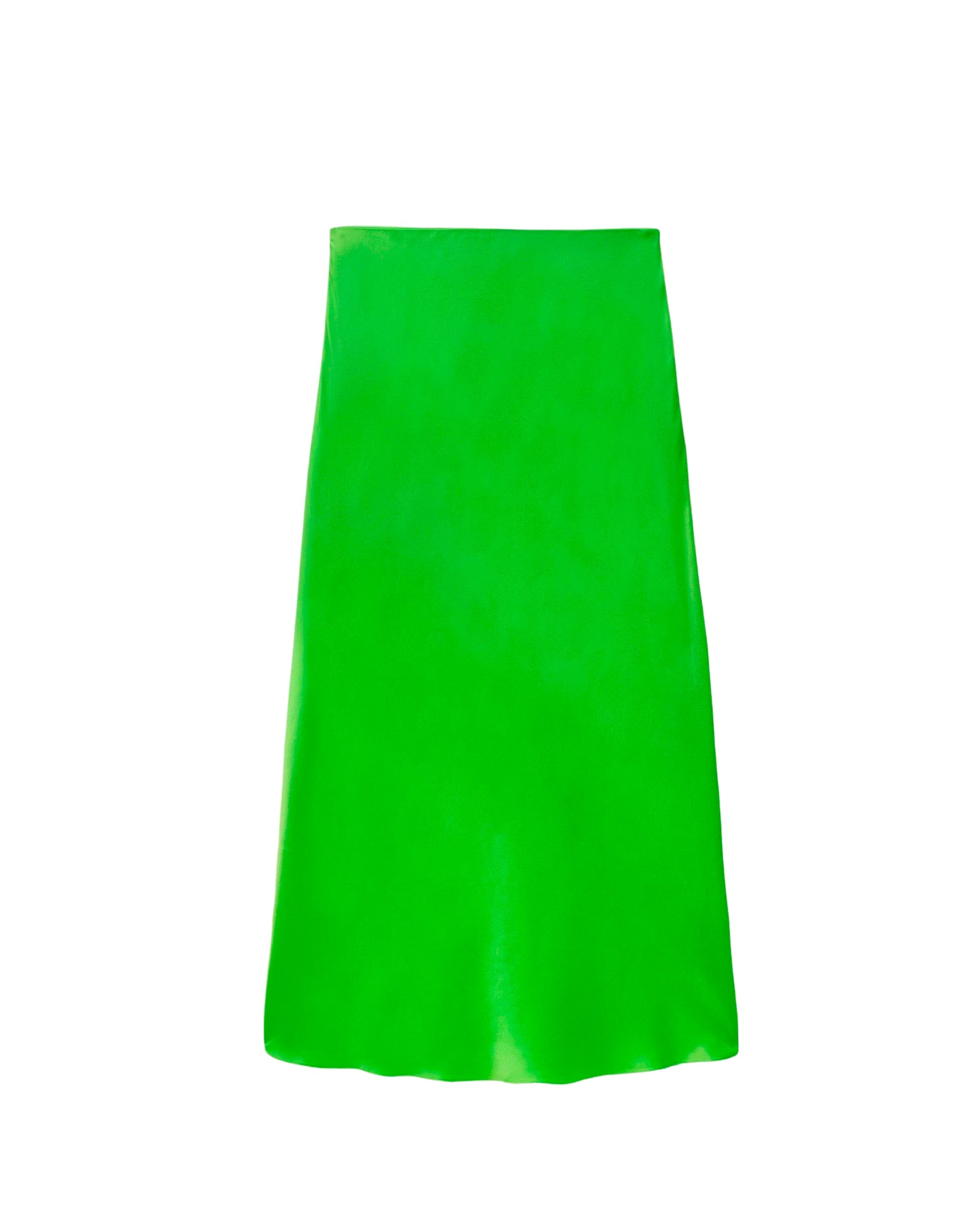 Jupe mi longue Gina en soie - Neon Green