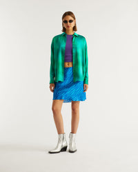 Mini jupe fluide Lenny en soie - Blue Zebra