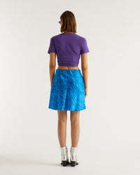 Mini jupe fluide Lenny en soie - Blue Zebra