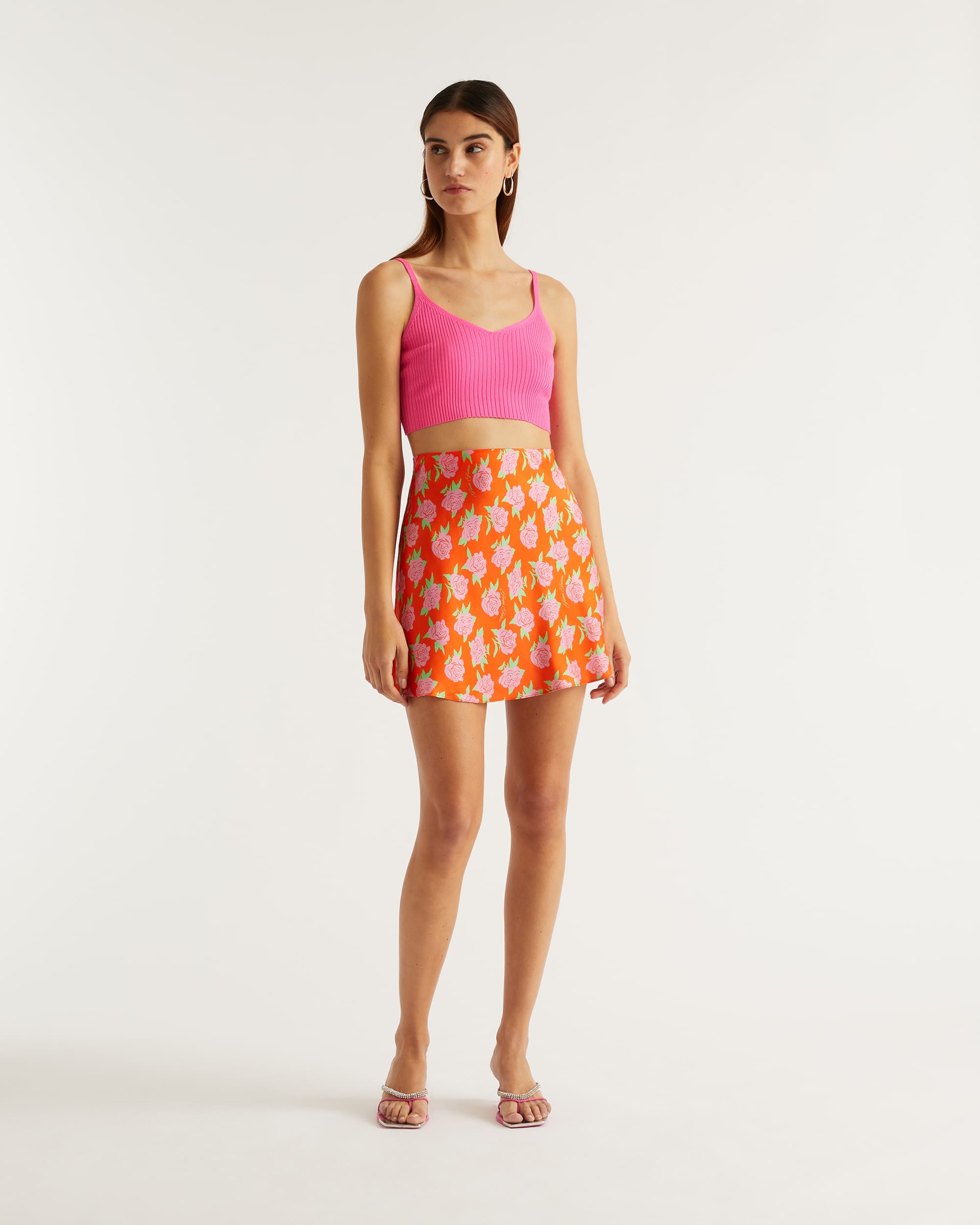 Mini jupe fluide Lenny en soie - Little Roses