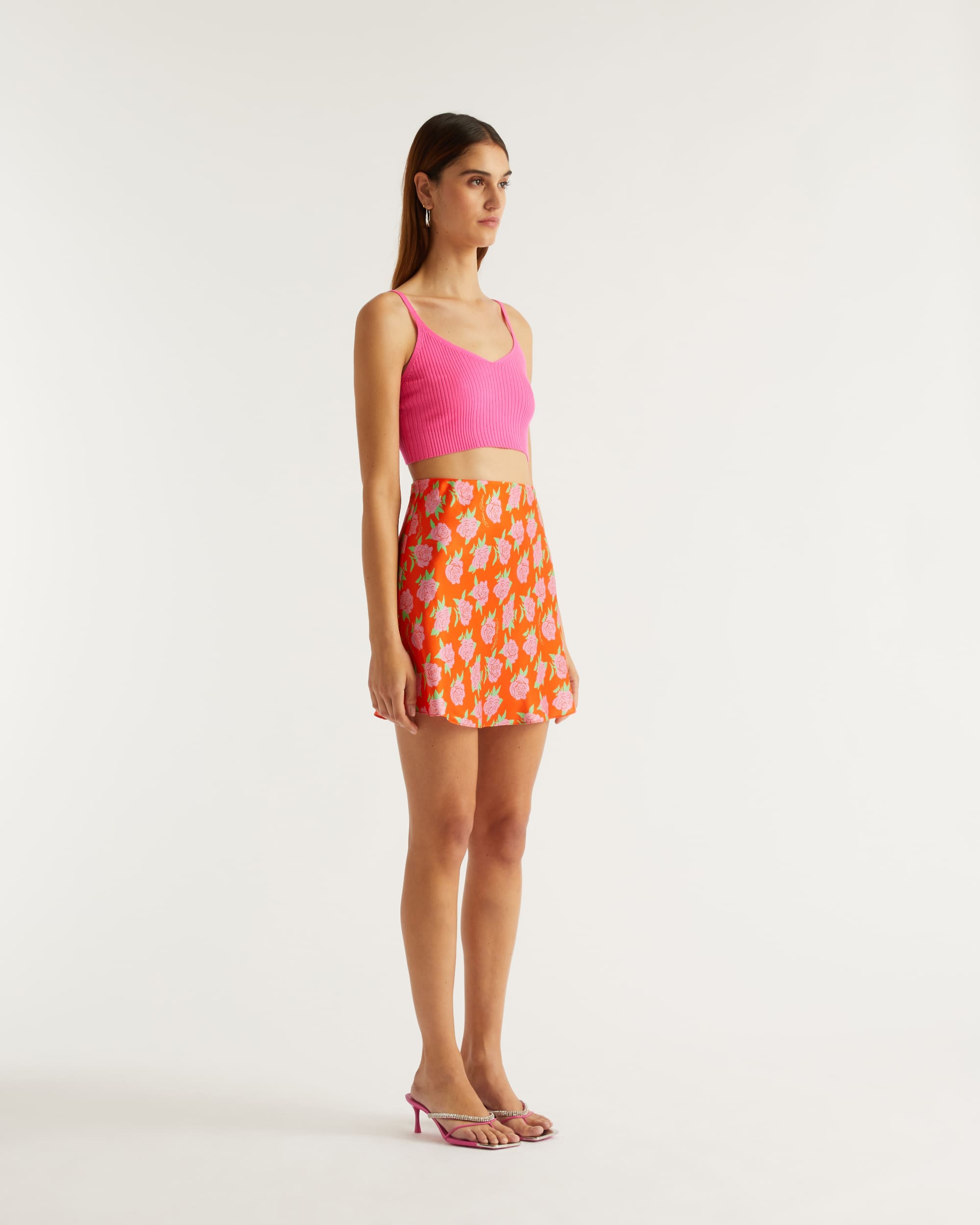 Mini jupe fluide Lenny en soie - Little Roses
