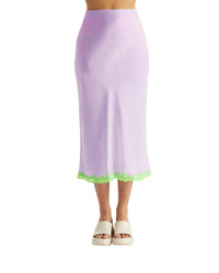 Jupe mi longue Rebecca en soie - Lilac
