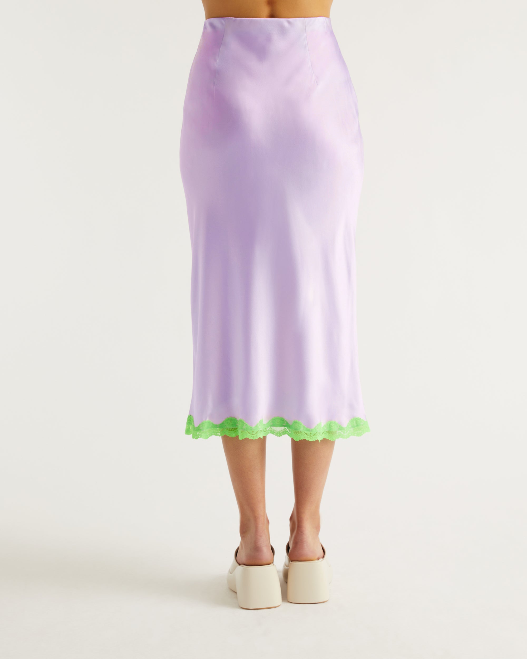 Jupe mi longue Rebecca en soie - Lilac