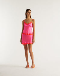 Mini jupe Bradie en soie - Neon Pink