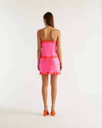 Mini jupe Bradie en soie - Neon Pink
