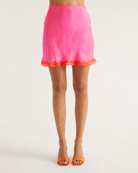 Mini jupe Bradie en soie - Neon Pink