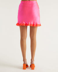 Mini jupe Bradie en soie - Neon Pink