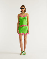 Mini jupe Bradie en soie - Neon Green
