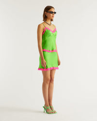 Mini jupe Bradie en soie - Neon Green