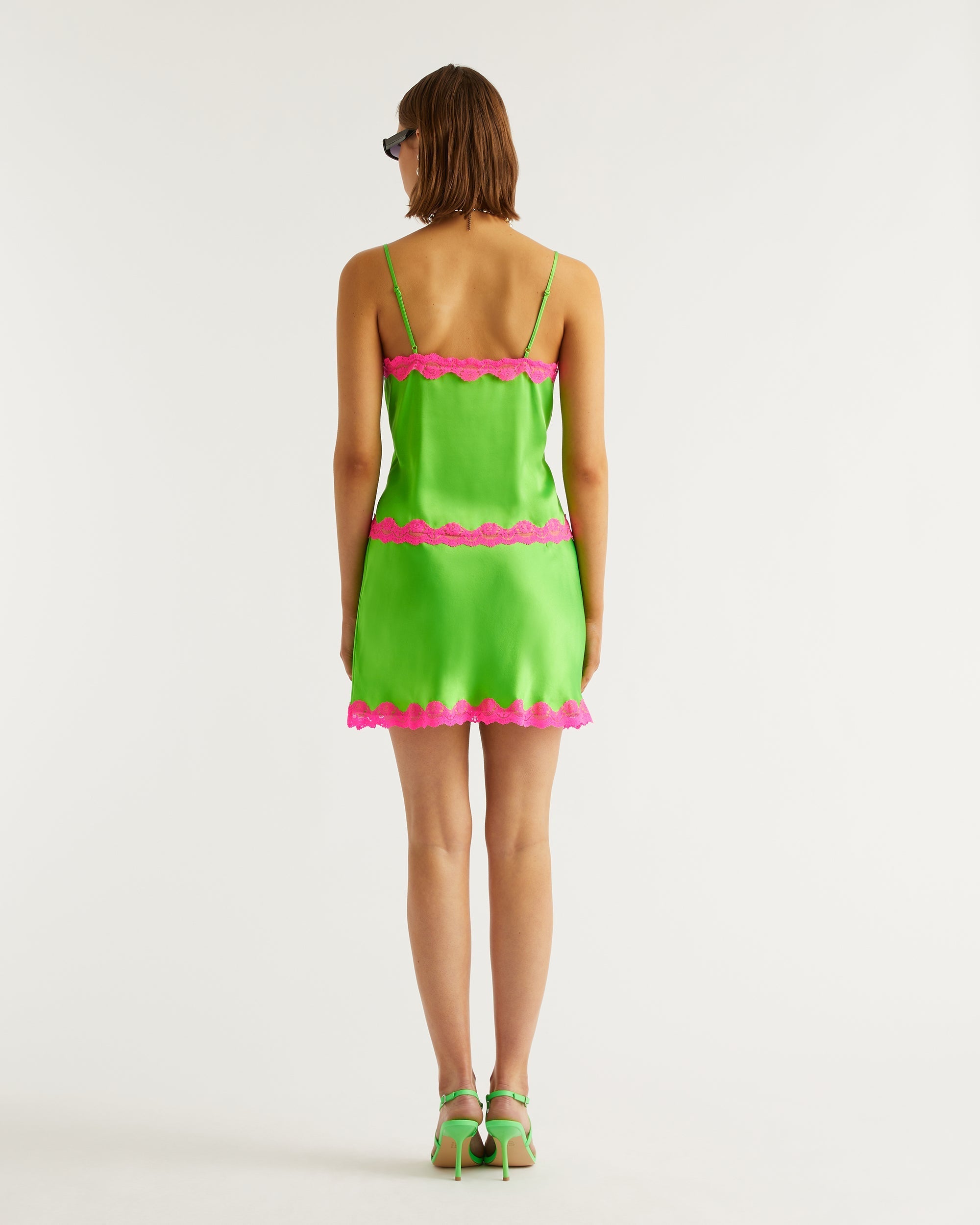 Mini jupe Bradie en soie - Neon Green