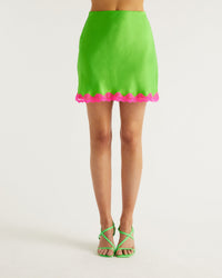 Mini jupe Bradie en soie - Neon Green